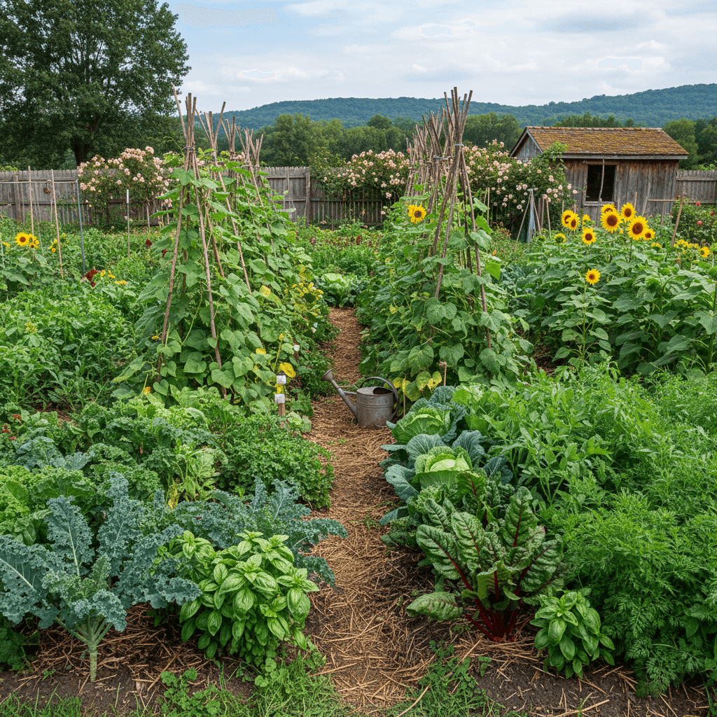 Thriving organic farm garden
